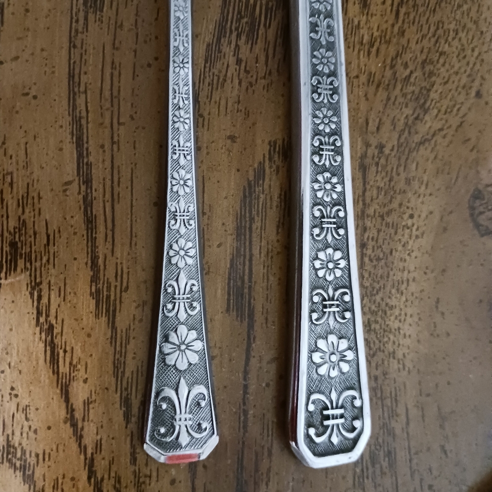 Interpur Flatware Forks And  Knives Fleur Handle Cutlery Dozen 12